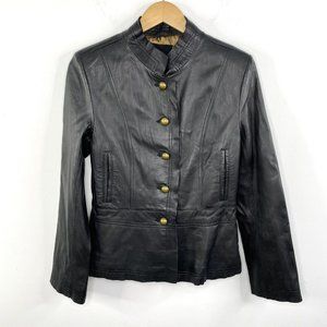 Soft Black Leather Jacket Buttons